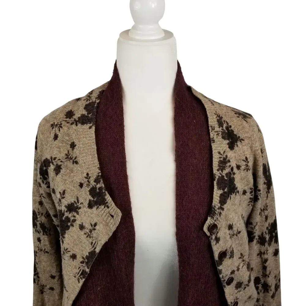 Sleeping On Snow Anthropologie Cozy Times Two Cardigan Sweater Alpaca Layered M